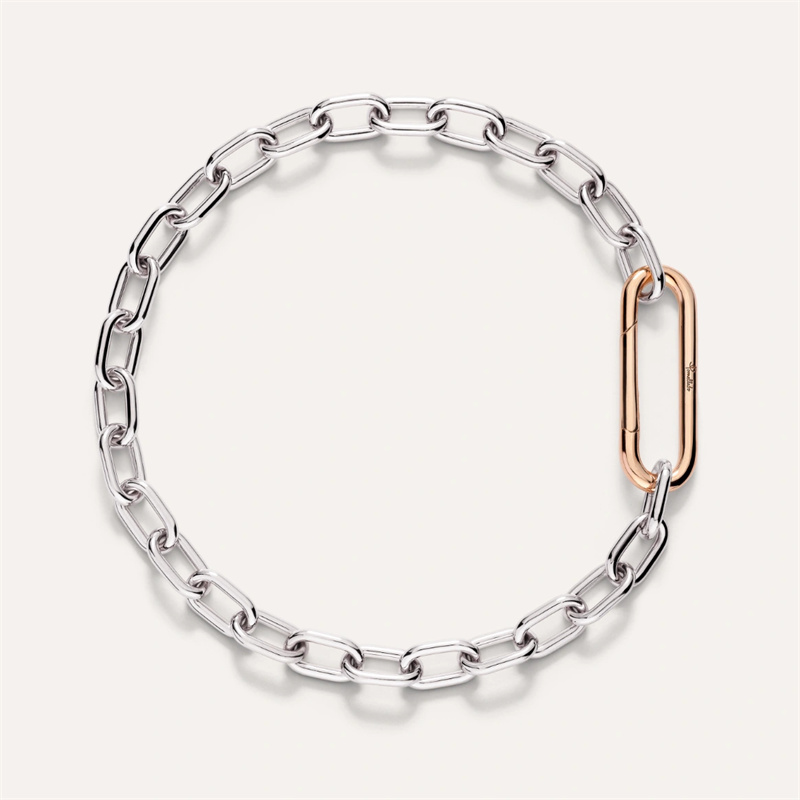 Bracciale personalizzato all'ingrosso in argento 925 vermeil, oro bianco 18kt e oro rosa