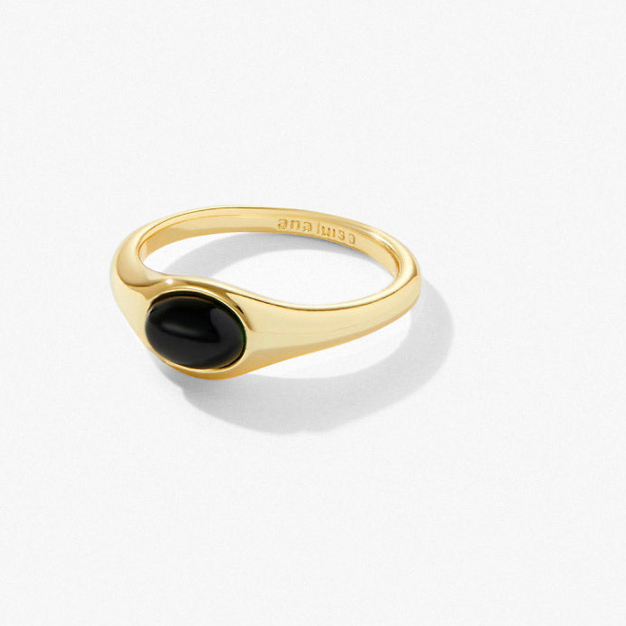 Pasgemaakte groothandel Black Onyx ringe gevul 14K goud op 925 silwer