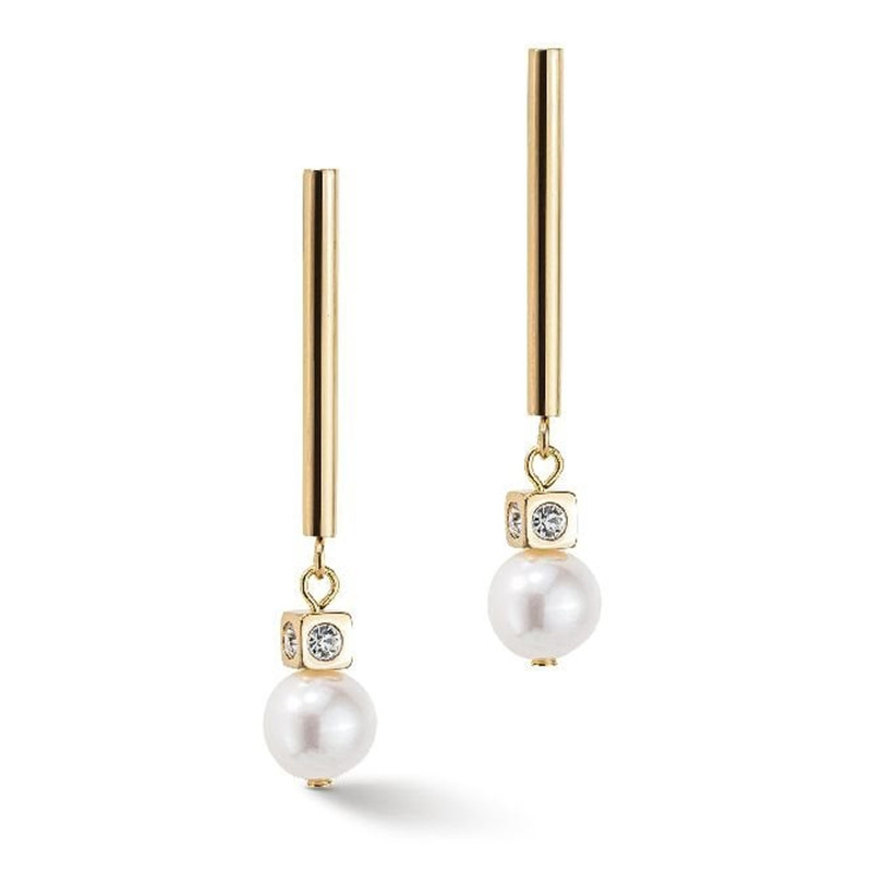 Custom wholesale Gold & White Plated Pearl Asymmetry Earrings Jewelry vendor