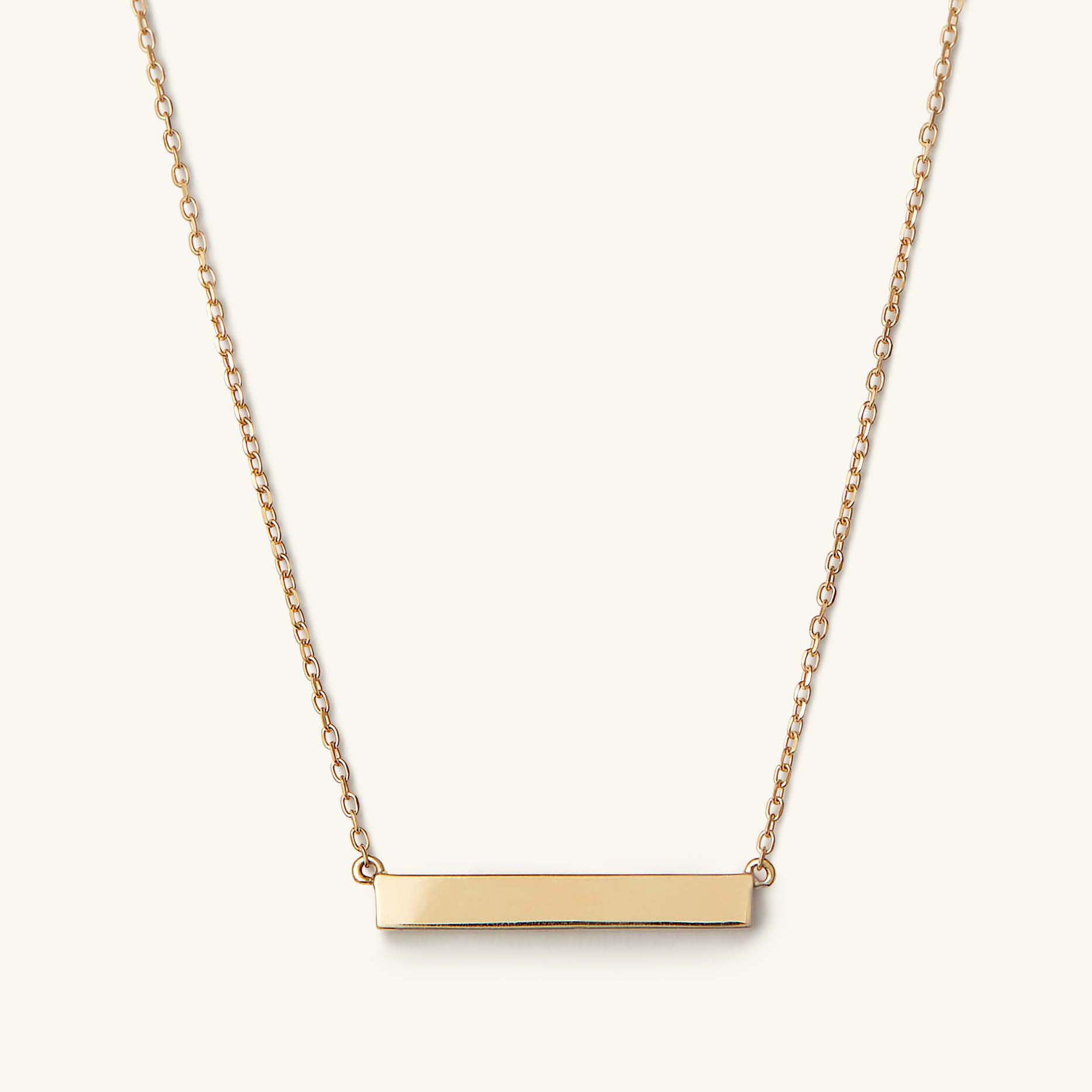 Custom wholesale Horizontal Engravable Bar Necklace in gold plated on sterling silver