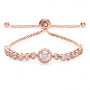 Custom wholesale Rose Gold Plated Center Stone Tennis Toggle Bracelet gold vermeil manufacturers