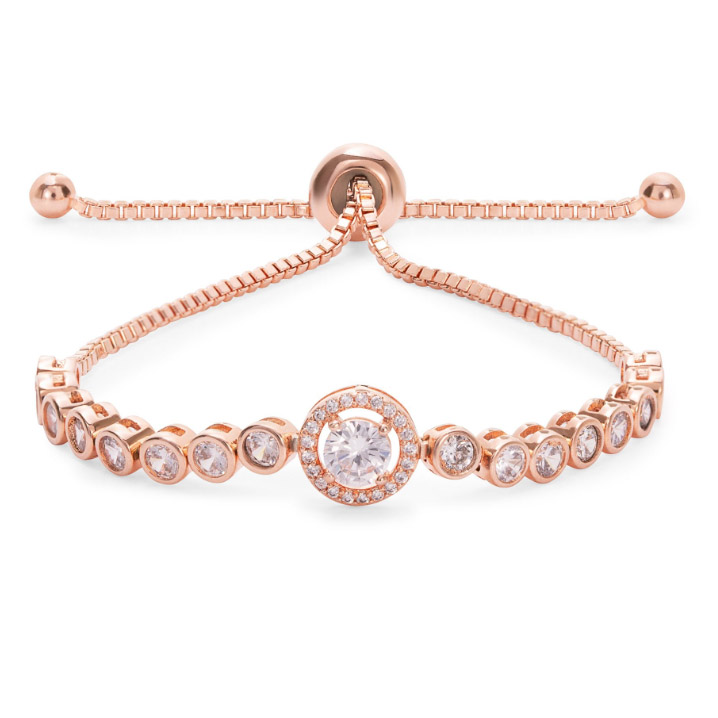 Anpassad grossist Rose Guldpläterad Center Stone Tennis Toggle Armband guld vermeil tillverkare