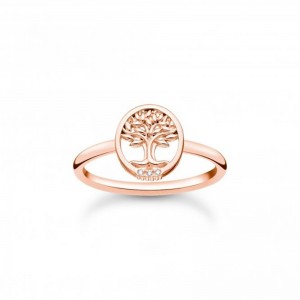 Кольцо «Древо жизни» из розового золота и белого циркония на заказ от JINGJYING с 24-летним опытом работы