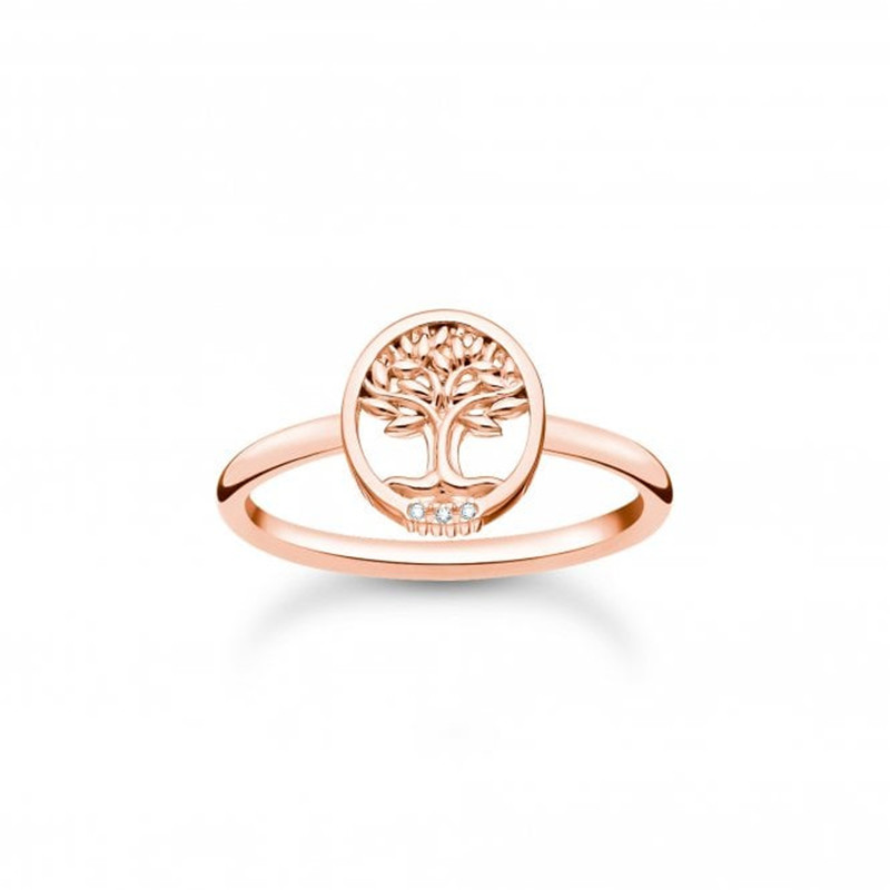 Custom wholesale Rose Gold & White Zirconia Tree of Life Ring from JINGJYING with 24 years experience