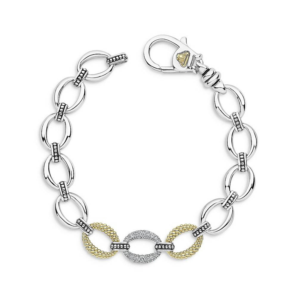 Saincheaptha mórdhíola Sterling Silver & 18K Yellow Gold Vermeil Lux CZ mhonarcha Bracelet Slabhra