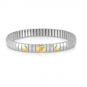 Bracciale personalizzato in argento sterling 925 stretch all'ingrosso con dettagli placcati in oro