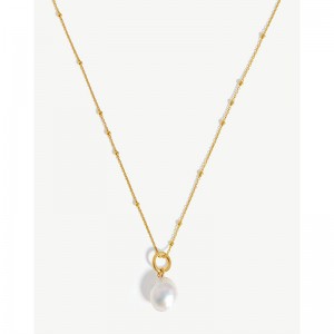 Collares de cadena de perlas barrocas al por mayor personalizados perla vermeil chapada en oro de 18 quilates