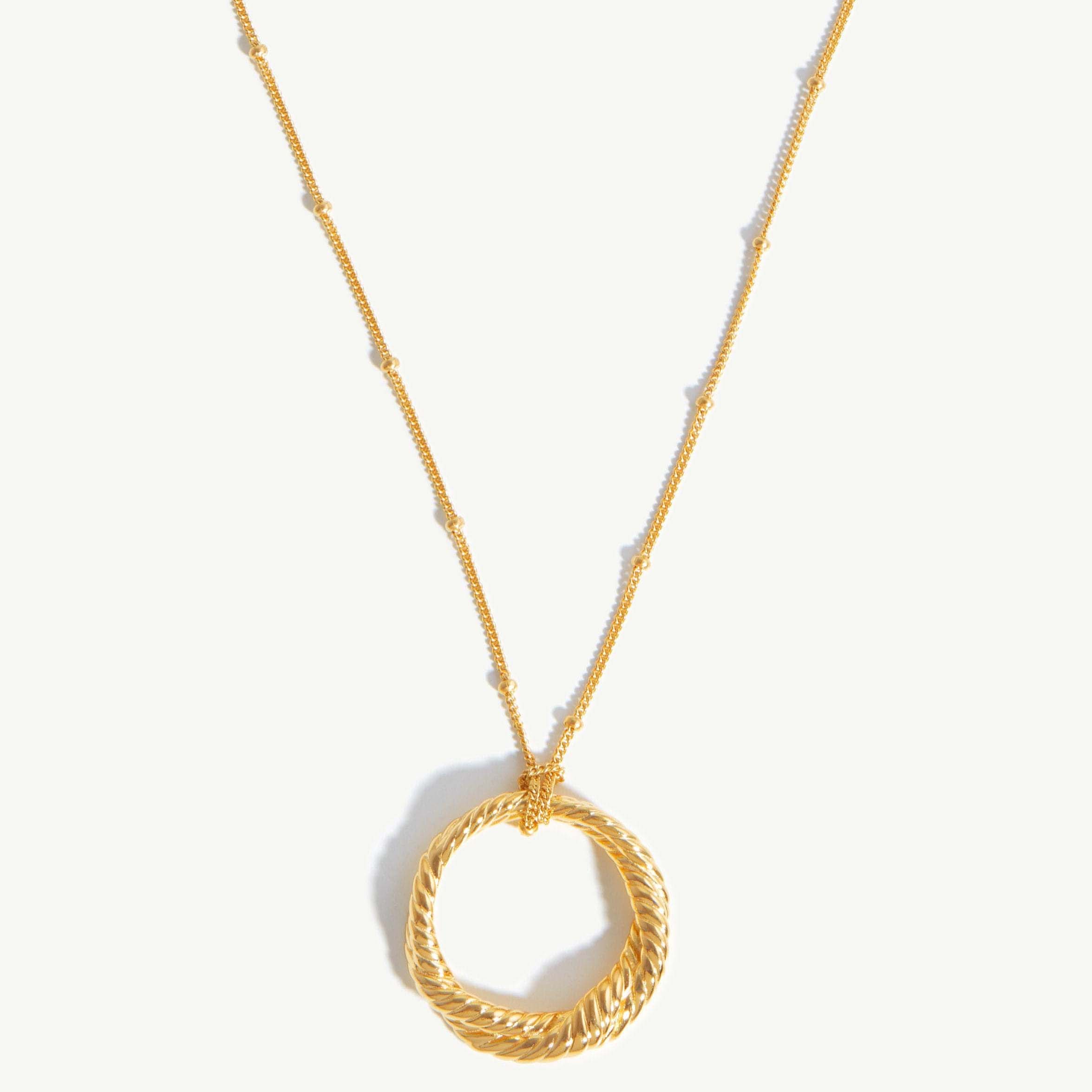 Custom wholesale double rope round pendant necklace in 18k gold plated vermeil sterling silver