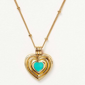 Ожерелье с серебряным кулоном в виде сердца с эмалью и гравировкой на заказ из 18-каратного позолоченного серебра