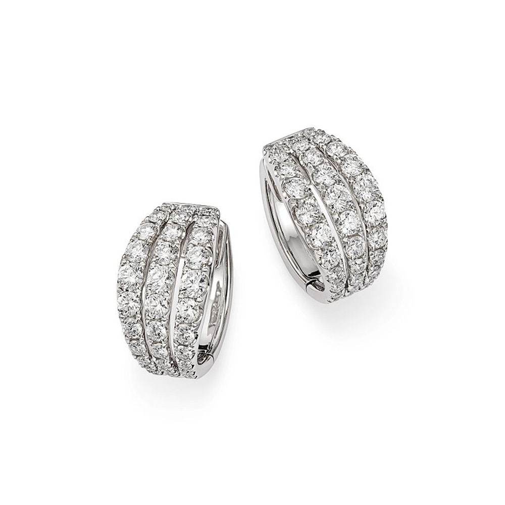 Custom wholesale graduated cubic zirconia huggie hoop earrings in 14k white gold filled sterling silver