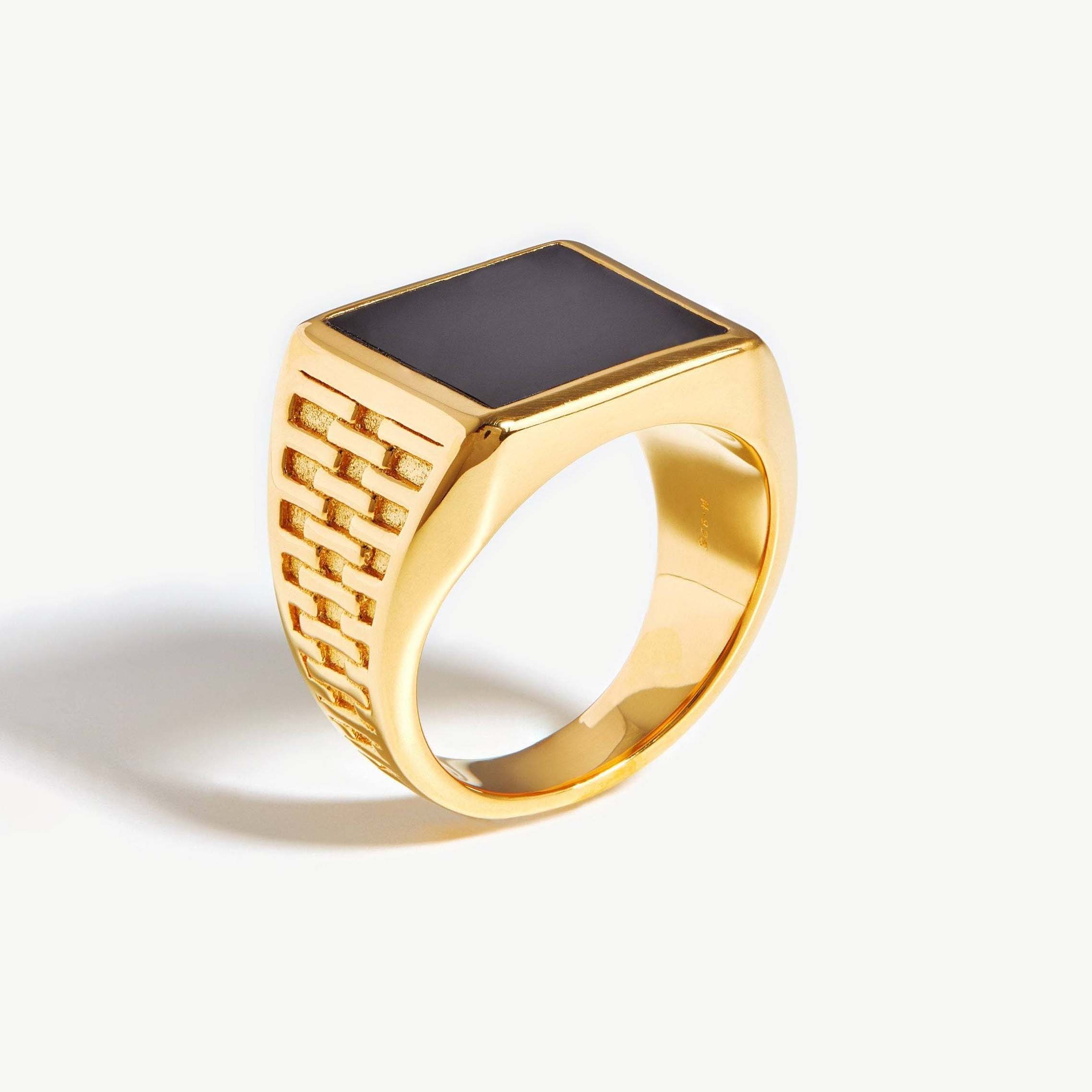 Brugerdefinerede engros smykker Fused Woven Gemstone Square Signet Ring 18k forgyldt Vermeil på Sterling Sølv