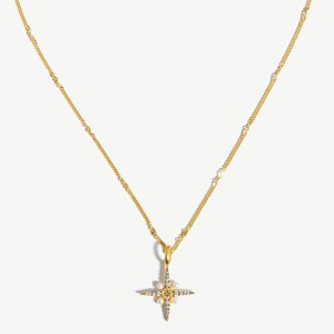Joyería personalizada al por mayor, collar de estrella del norte de caña de Harris, perla vermeil chapada en oro de 18k