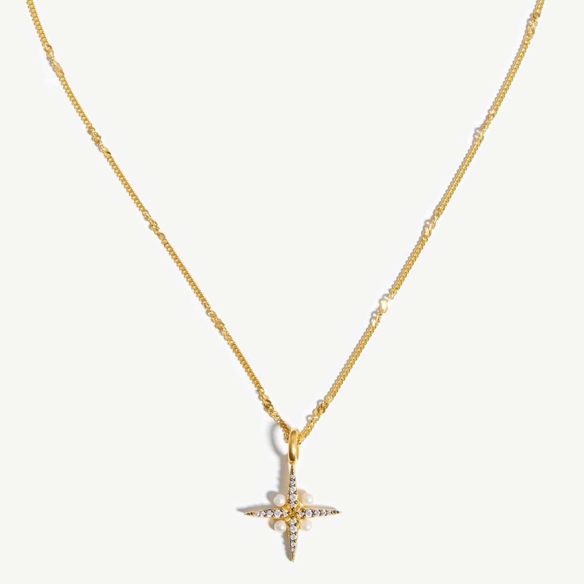Custom wholesale jewelry harris reed north star necklace18k gold plated vermeil pearl
