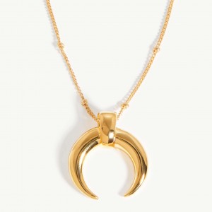 Produttore di gioielli all'ingrosso personalizzati OEM ODM collana in corno grande placcato oro 18 carati in argento vermeil