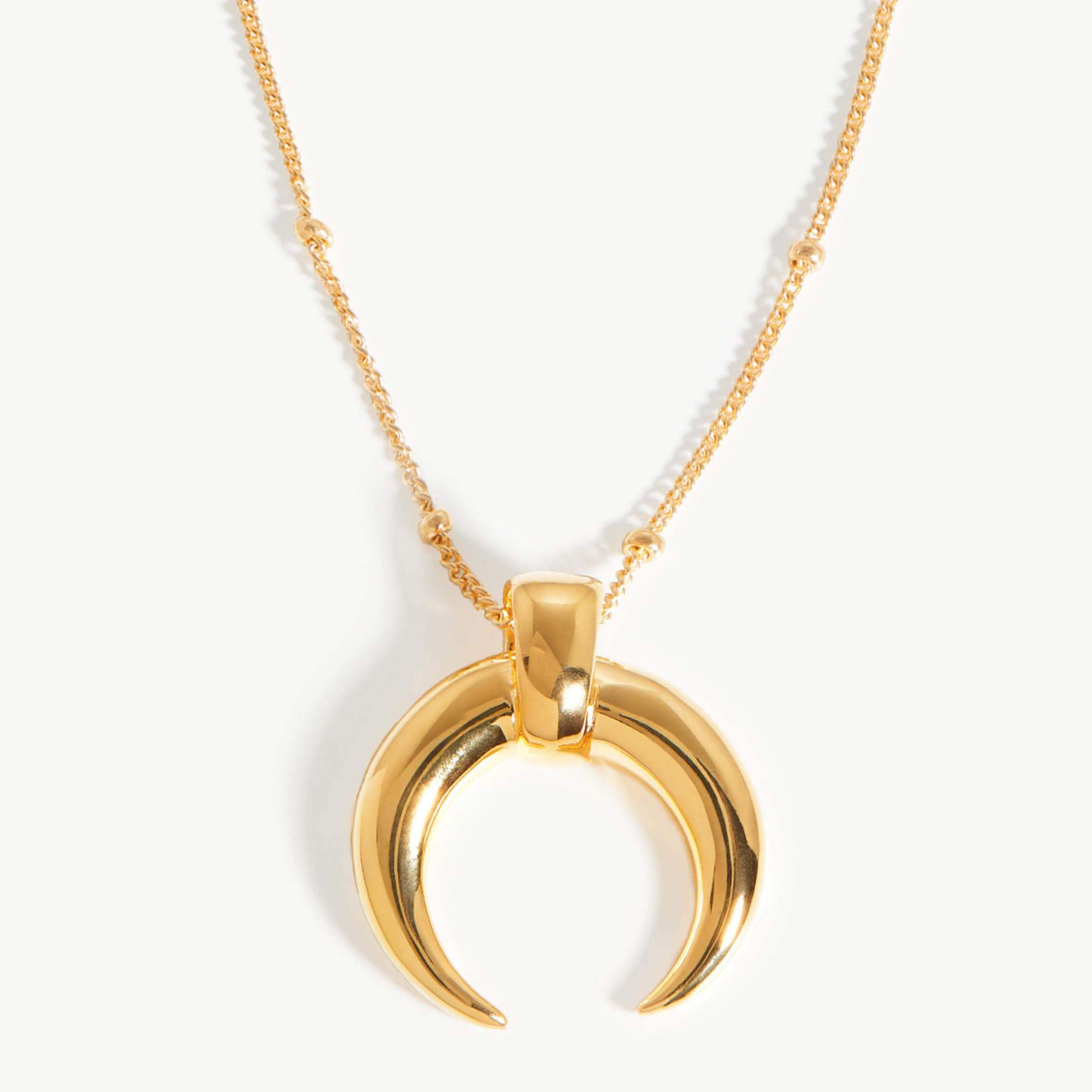 Custom wholesale jewelry manufacturer OEM ODM large horn necklace 18k gold plated vermeil silver