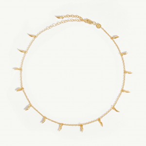 Fabricante de joyas al por mayor personalizado OEM mini collares de gargantilla de colmillos en plata de ley 925 chapada en oro de 18k