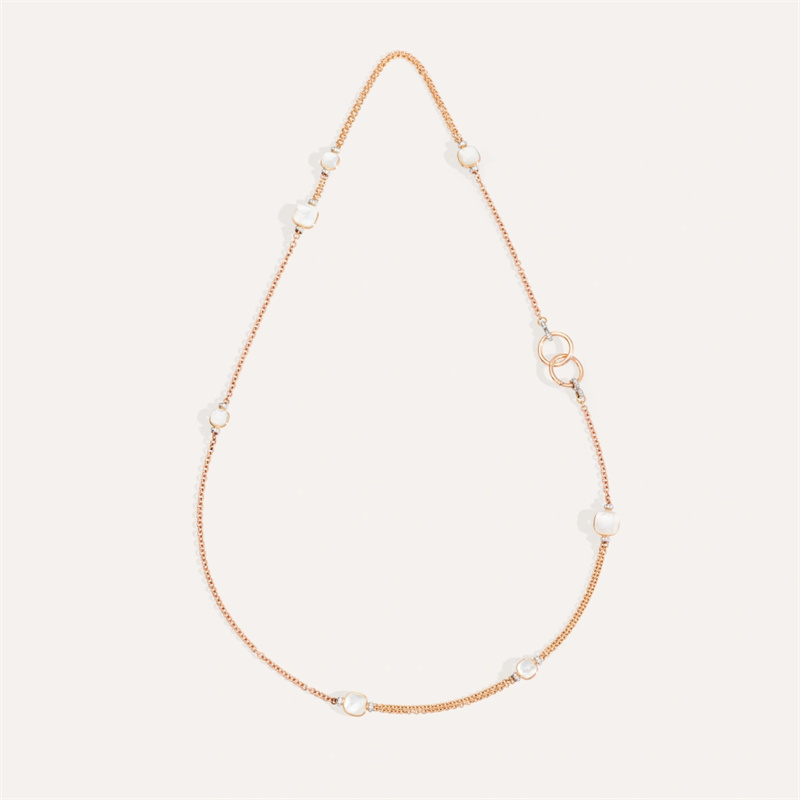 Colar personalizado por atacado nudo ouro branco 18kt ouro rosa 18kt CZ madrepérola branca