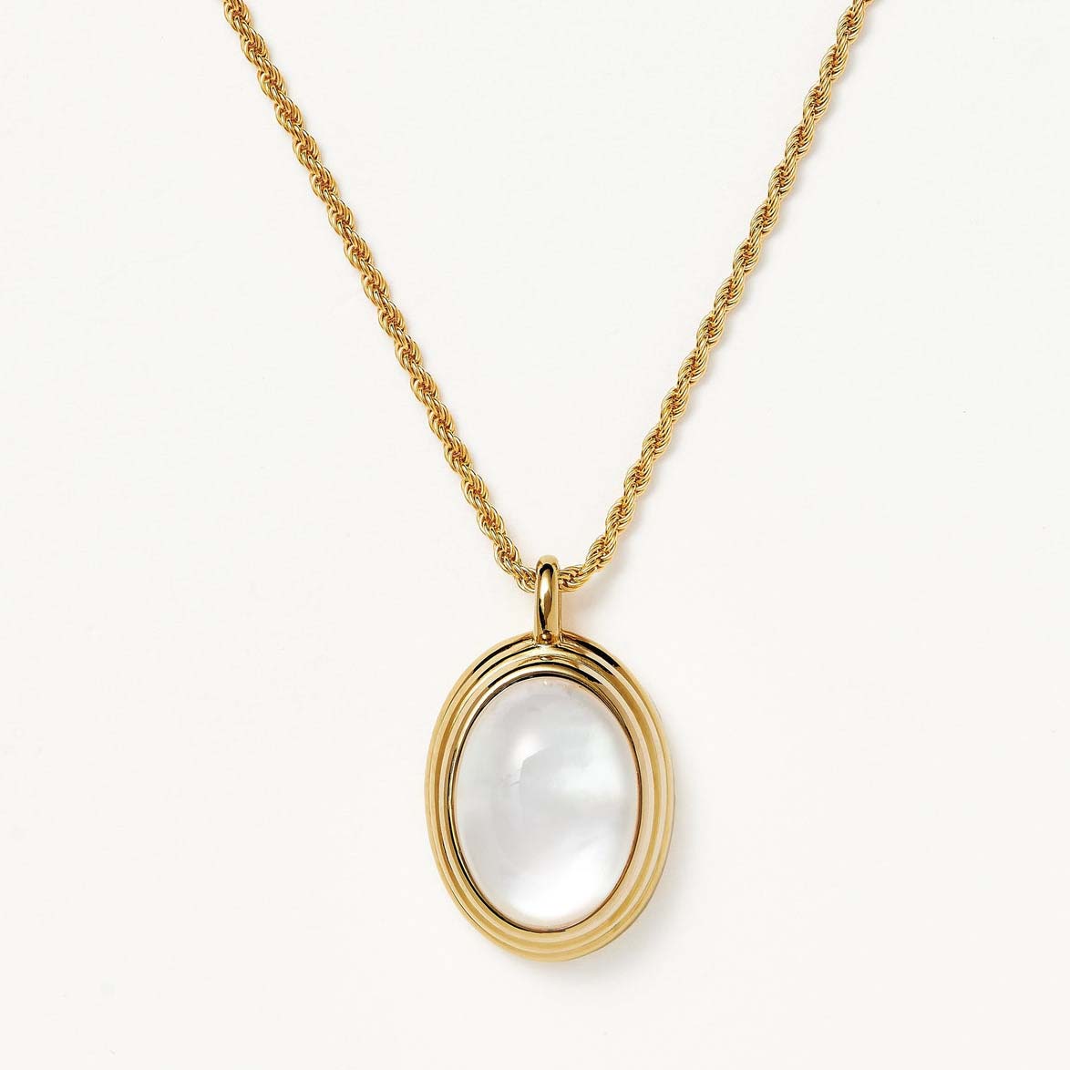 Custom wholesale oval CZ pendant necklaces in 18k gold plated vermeil mother of pearl