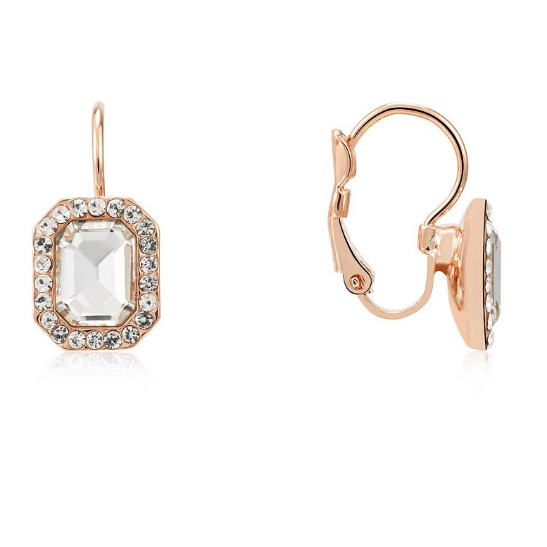 Boucles d'oreilles en cristal remplies d'or rose en gros sur mesure et bijoux de votre marque