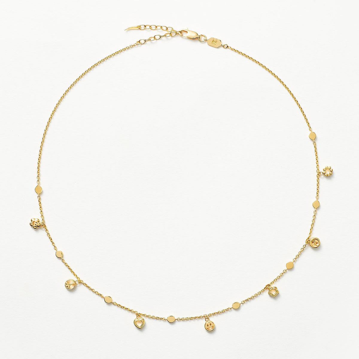 Custom wholesaler jewelry manufacturer made multi charm choker necklaces 18k gold plated vermeil