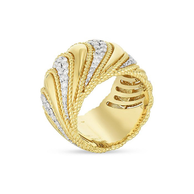 Biżuteria na zamówienie dla hurtownika pierścionków z 18-karatowego żółtego złota bizantyjskiego Barocco cz