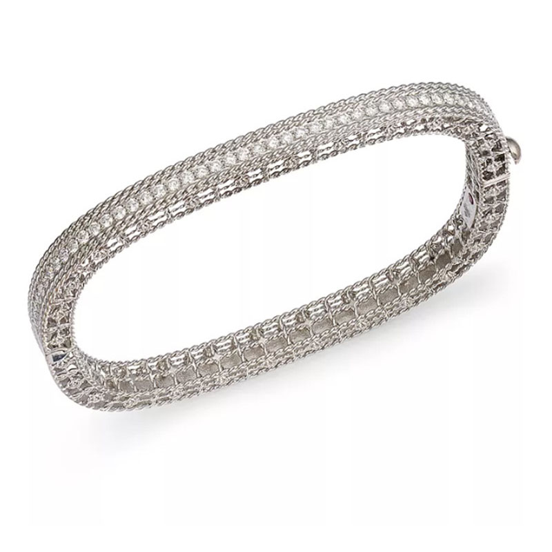 Tilpas 18K hvidguld Princess cubic zirconia armbånd armbånd smykkeproducent OEM ODM