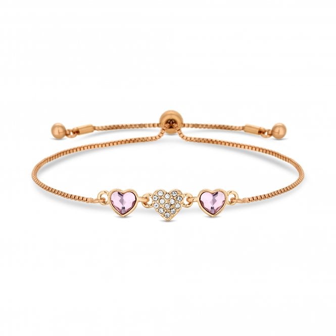 Customize rose gold plated pink dancing heart toggle bracelet supplier