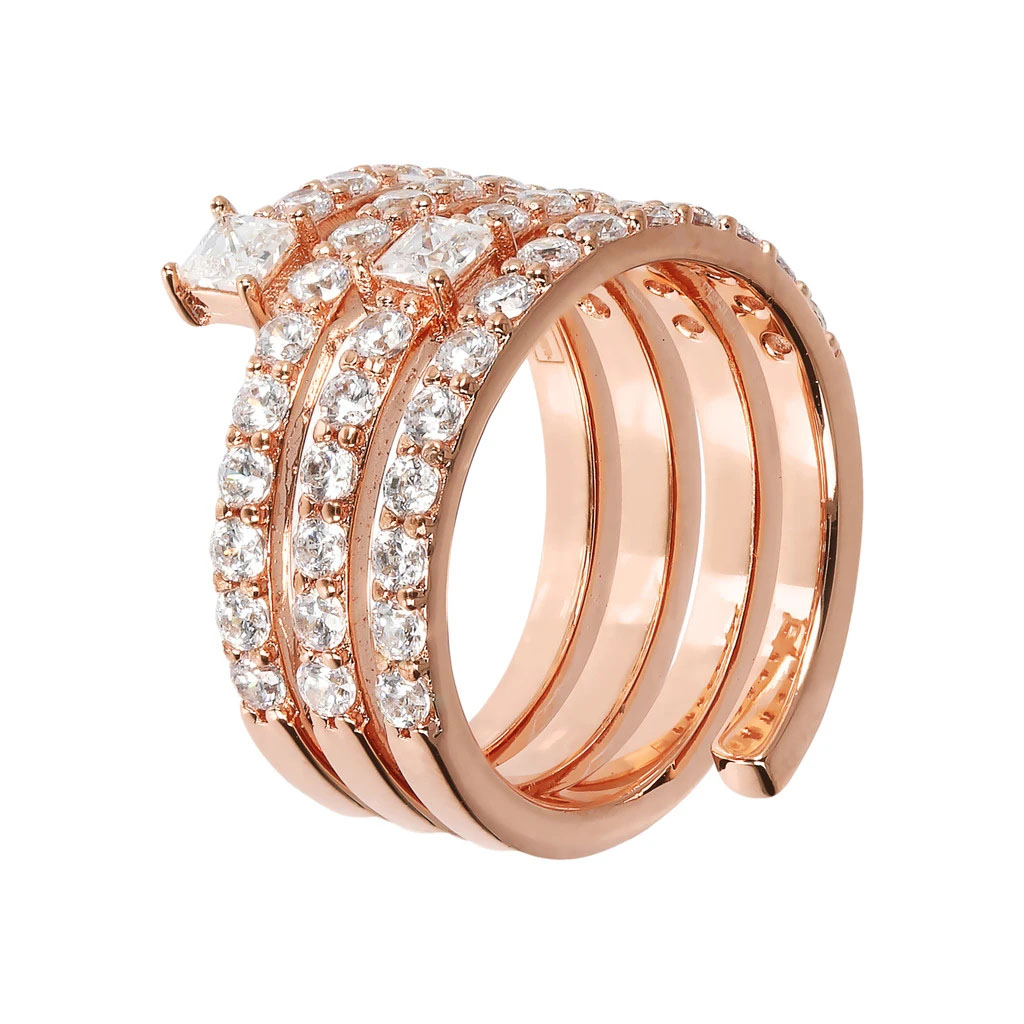 Atacado personalizado OEM/ODM joias anel fino ouro rosa 18K sobre fabricante de prata esterlina