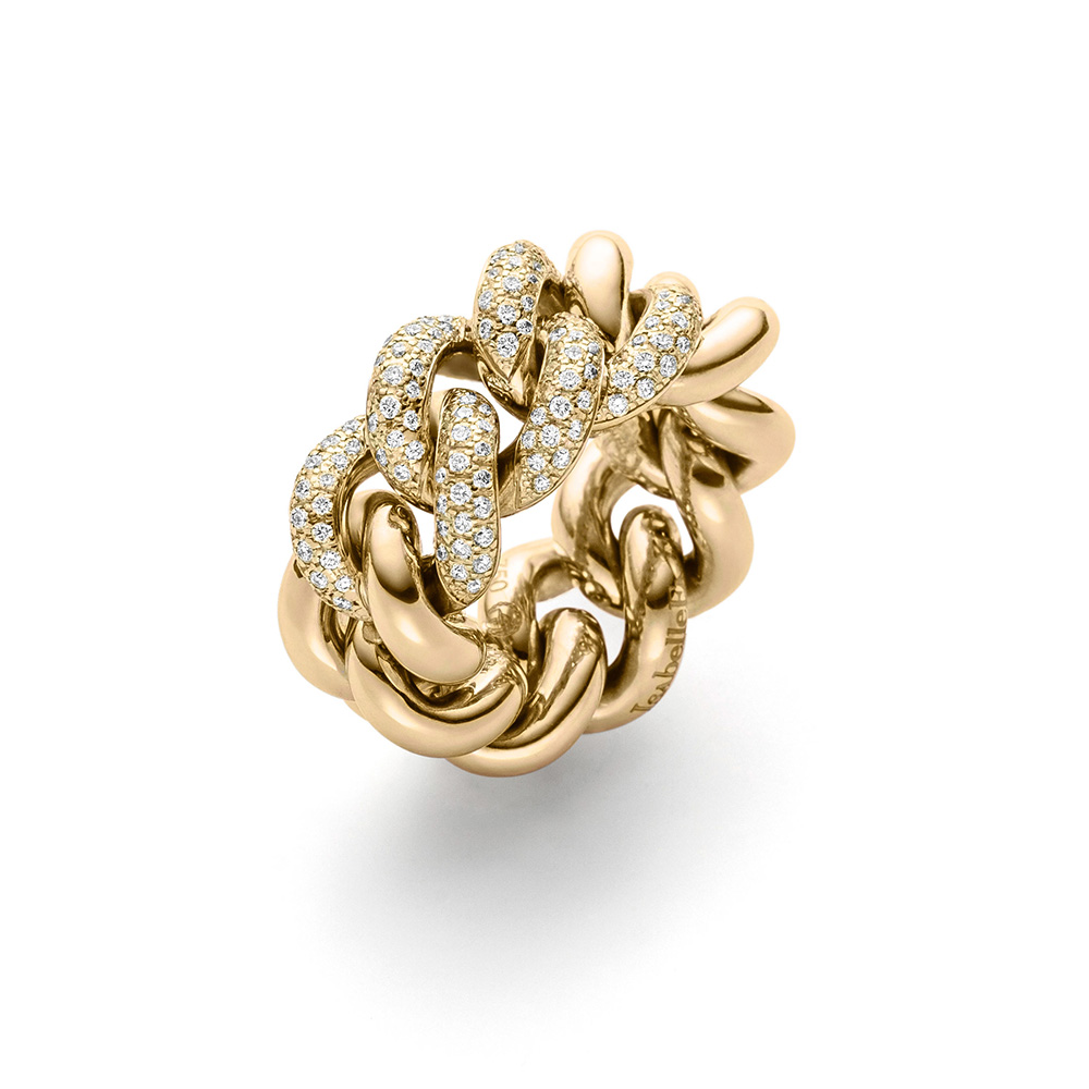 Anel CZ personalizado com design de atacado em ouro amarelo OEM/ODM atacadista de joias banhadas a ouro