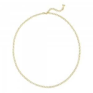 Design personalizado de alta qualidade 18K amarelo banhado a ouro colar de corrente de elo oval da China fabricante de joias de prata esterlina atacadista