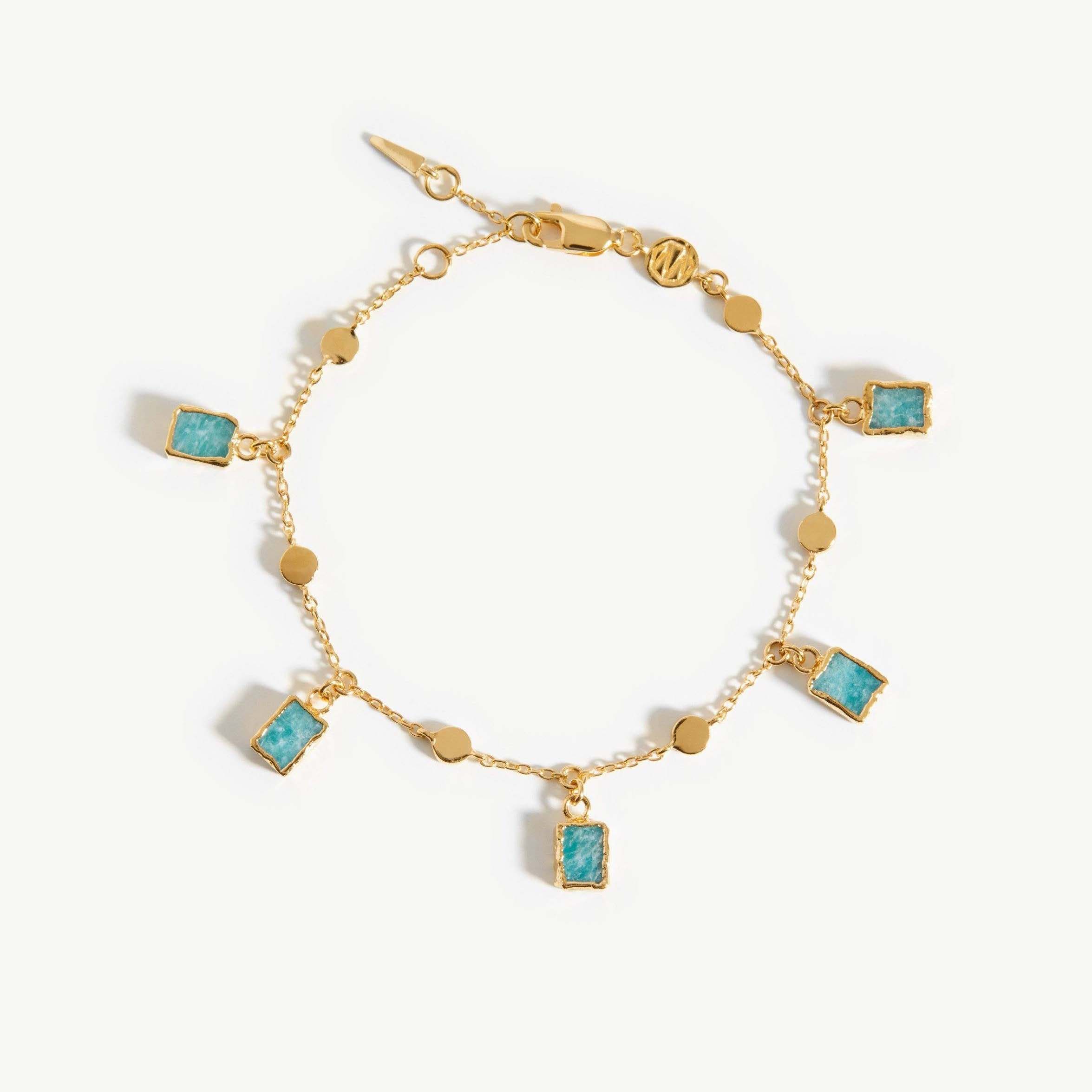 Design Custom Made Fine Bracelet in 18k gold plated with  amazonite stone Jewelry