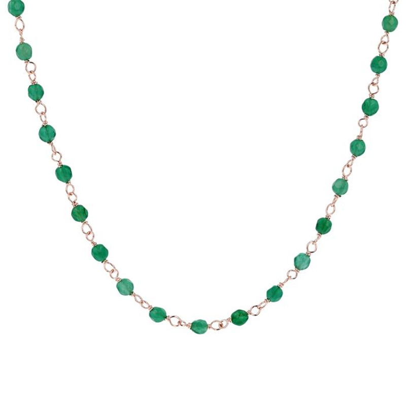 Design Made Rosenkranz-Halskette aus grünem Achat für Sterling-Silber-Großhändler