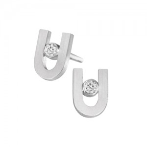 Design OEM CZ earrings in 18K rhodium gold over sterling silver