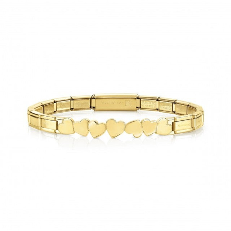 Design Women’s fashion 925 silver yellow gold filled Bracelet with plaque and coloured PVD finish from custom jewelry wholesaler