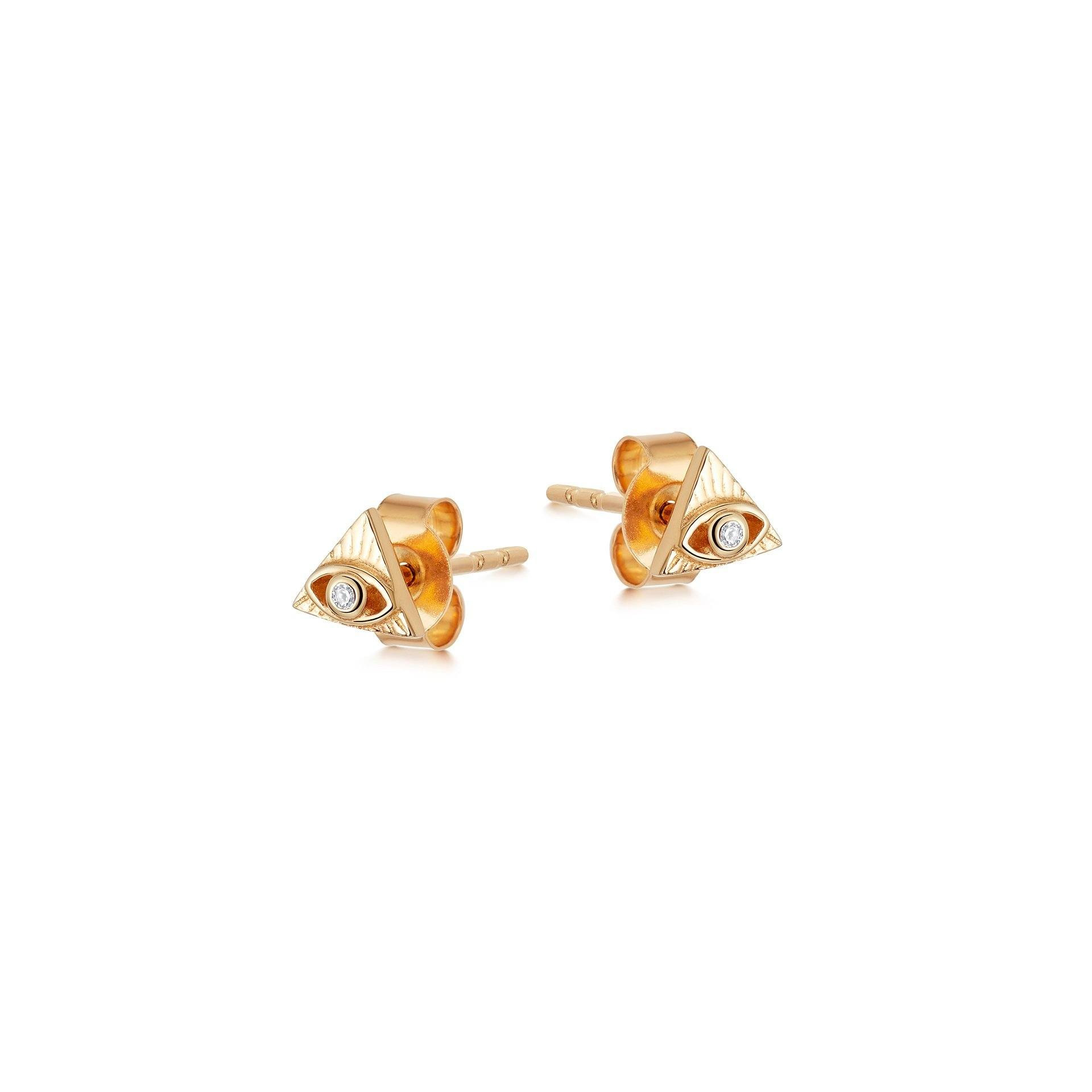 Boucles d'oreilles personnalisées en gros avec motif mauvais œil serties de bijoux en or vermeil OEM/ODM 18 carats sur fournisseur OEM en argent 925