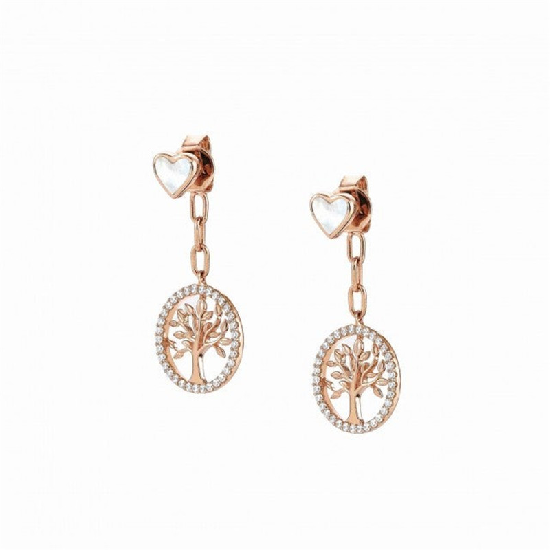 Design earrings with pearl hearts in  rose gold filled CZ jewelry from custom jewelry wholesaler China