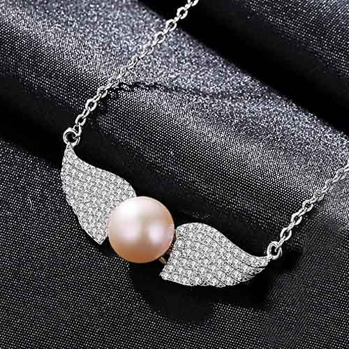Design your pearl cubic zirconia pendant necklace on 925 sterling silver jewelry