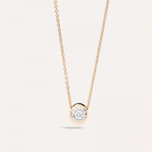 Designer costume jewelry pendant with chainnuvola rose-gold 18kt diamond