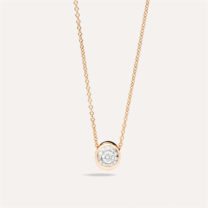Pendentif bijoux fantaisie de créateur avec chaînenuvola diamant en or rose 18 carats