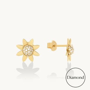 Custom Design 925 sterling silver Sunflower Stud Earrings  jewelry china