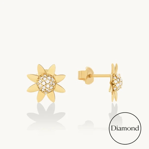 Custom Design 925 sterling silver Sunflower Stud Earrings  jewelry china