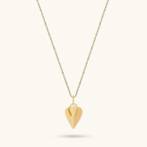 Custom Design Jewelry Factory Double Heart Necklace In Gold Vermeil