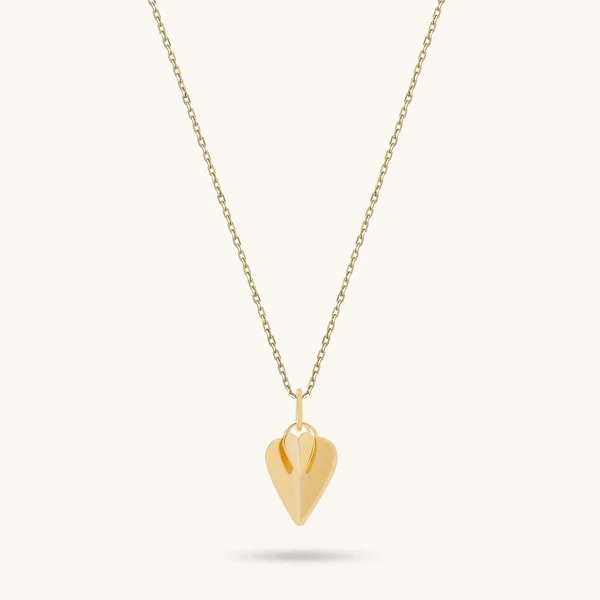 Custom Design Jewelry Factory Double Heart Necklace In Gold Vermeil