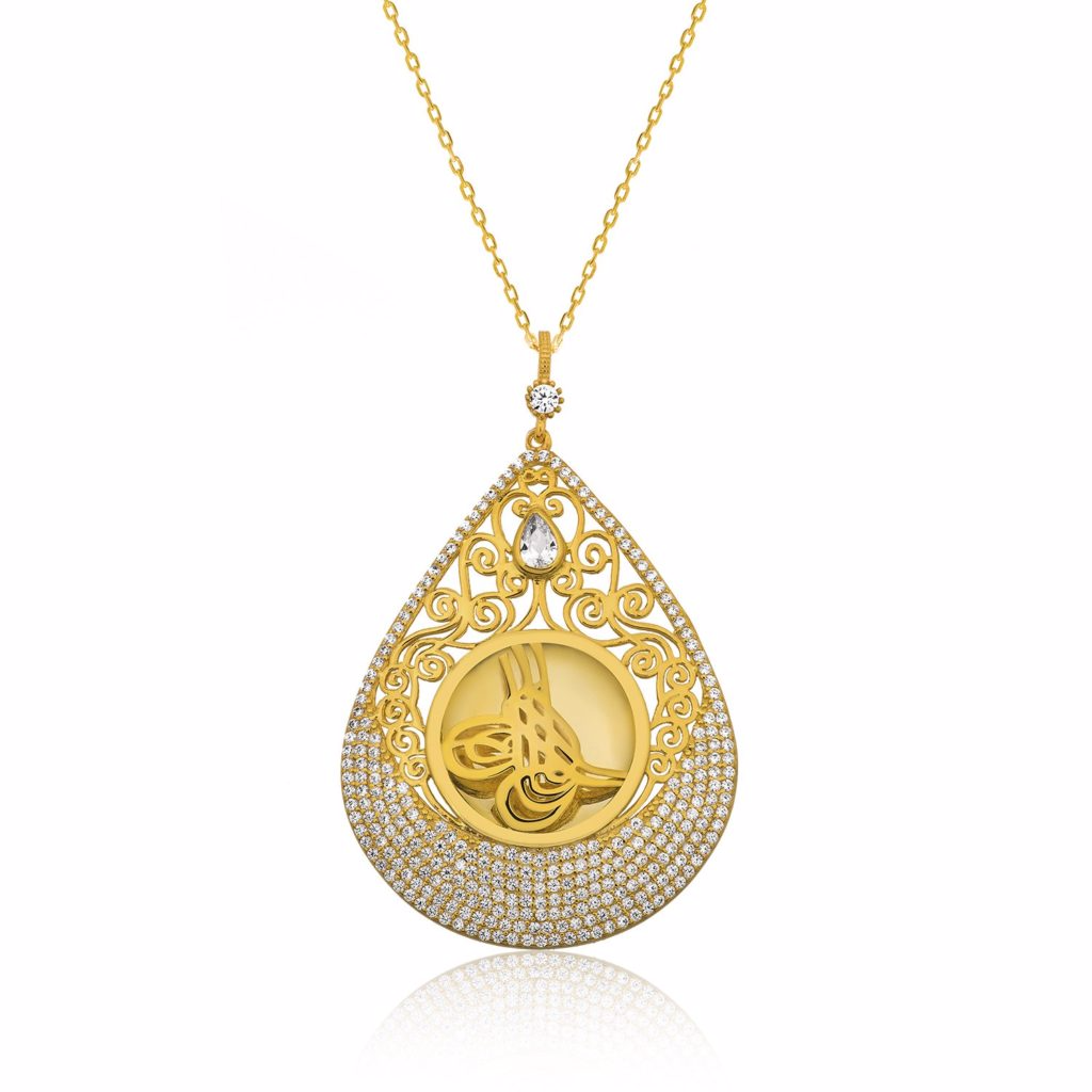Wholesale OEM/ODM Jewelry Drop Silver  Necklace made by gold color 925 sterling silver with zircon ornaments design fine jewelry wholesaler suppliers
