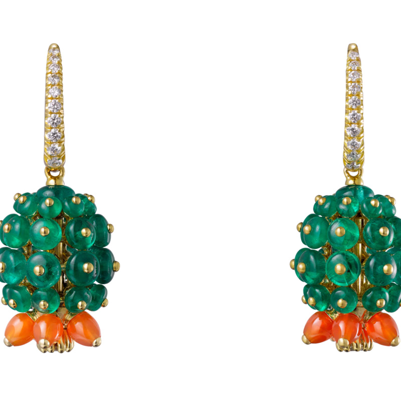 YELLOW GOLD EMERALDS custom wholesale EARRINGS