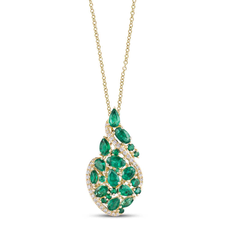 Emerald Necklace custom wholesale OEM ODM factory 14K Yellow Gold fine jewelry