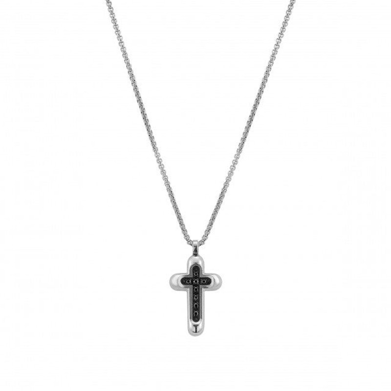 Collier en Argent 925 Rhodié Gravure Nom Personnalisé avec pendentif en PVD noir