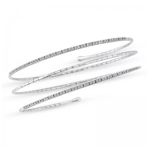 Fashion gold vermeil silver bracelet jewelry manufacturer OEM ODM Coil CZ Bracelet in 18K White Gold Filled