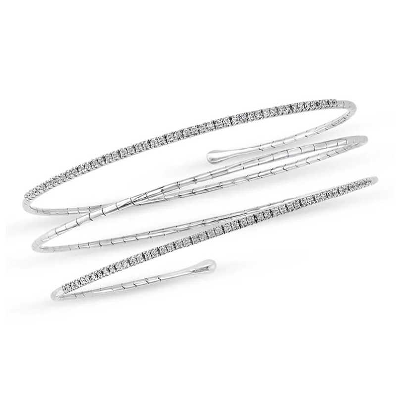 Faisean óir vermeil bracelet airgid monaróir jewelry OEM ODM Coil CZ Bracelet i 18K White Gold Líonta