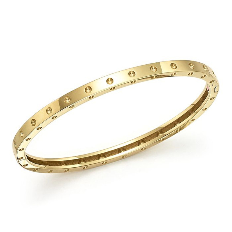 Finland Wholesale Vermeil Jewelry Customer Design 18k Gold Plated Symphony Dotted Hinged Bracelet